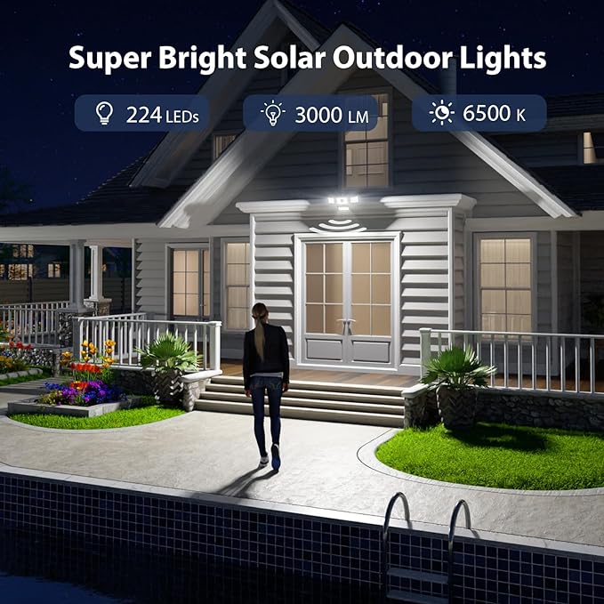 iMaihom Outdoor 6500K LED Solar Motion Lights