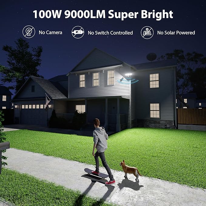 iMaihom 100W Motion Sensor LED Security Light with Plug