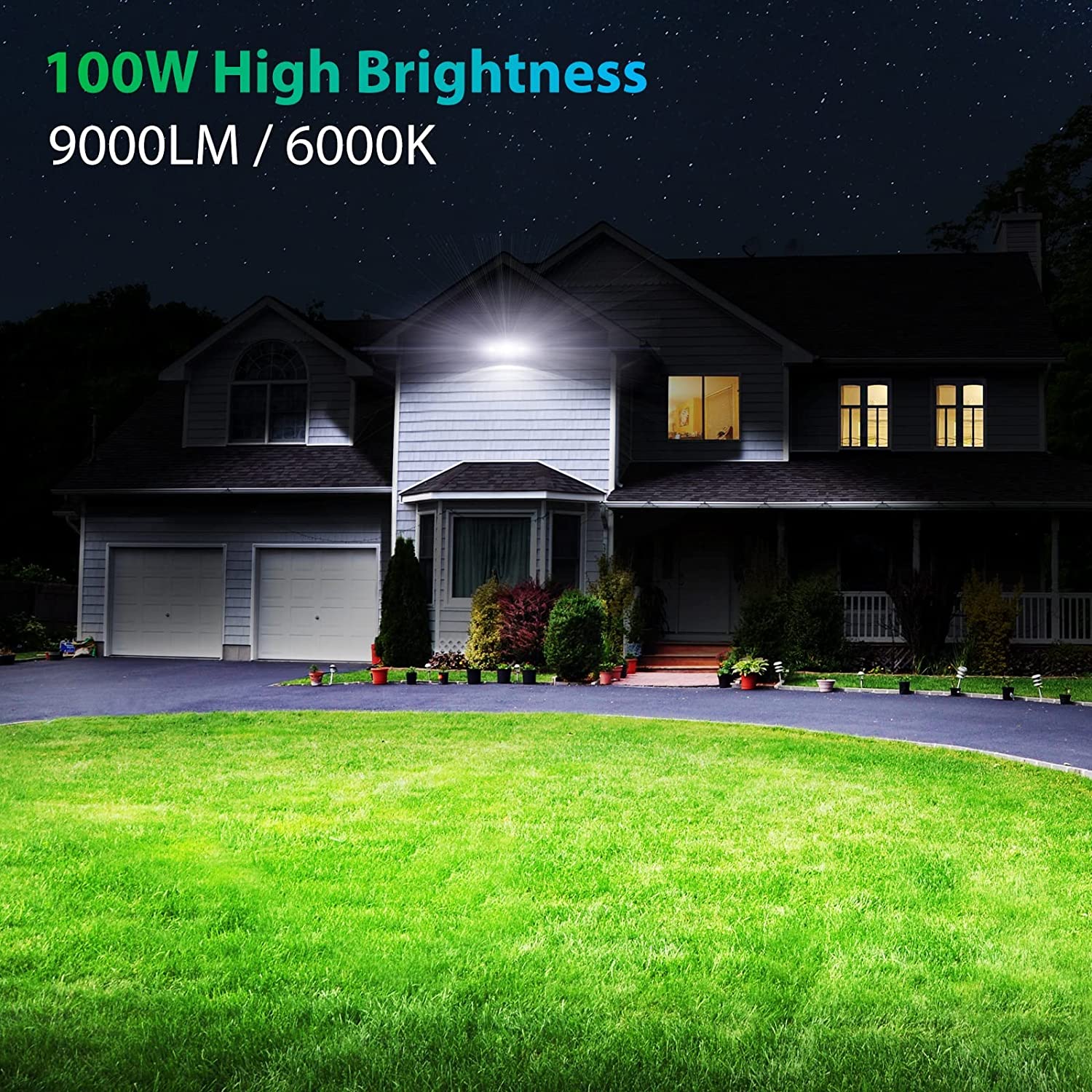 100W Outdoor LED Security Light Black