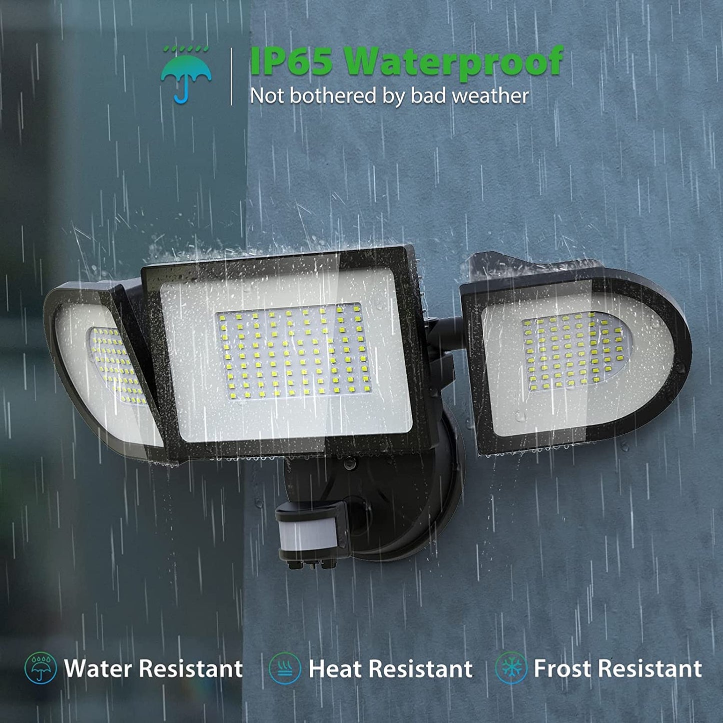 100W Motion Sensor Security Light Black