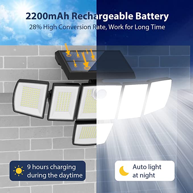 Solar LED Motion Sensor Lights with 6 Heads
