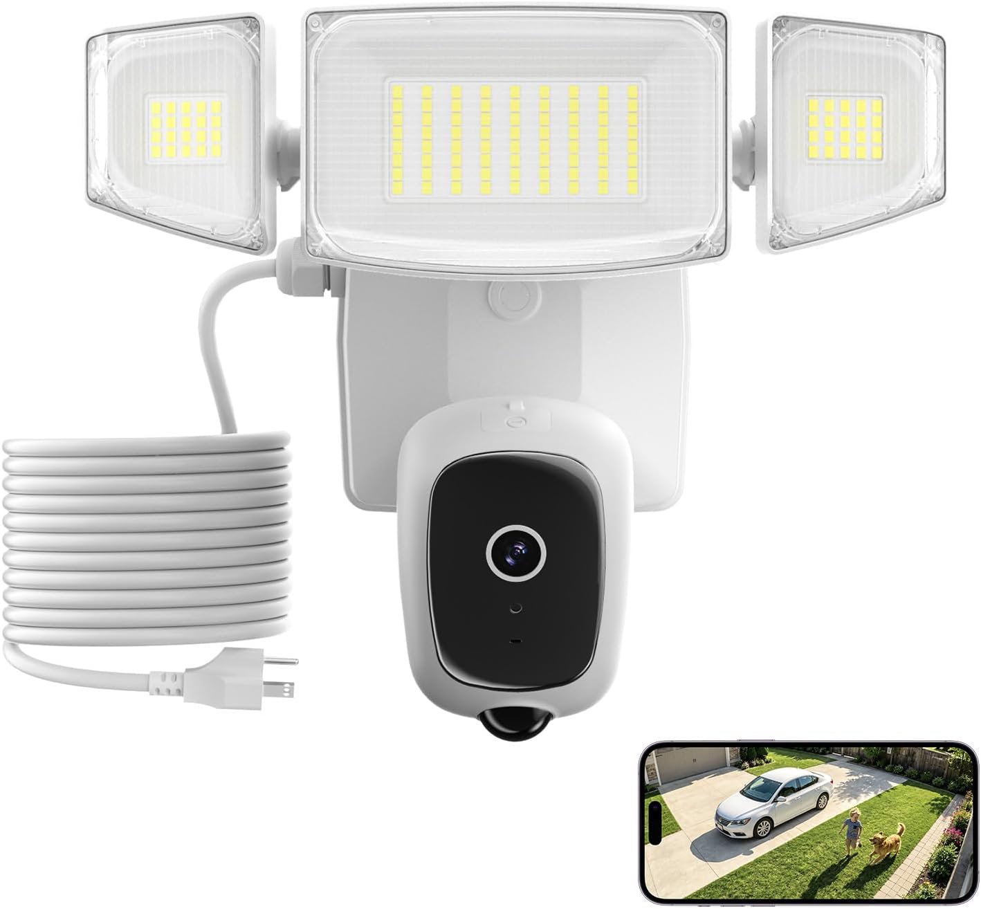 iMaihom 2K Floodlight Camera with Plug-in Power Cable