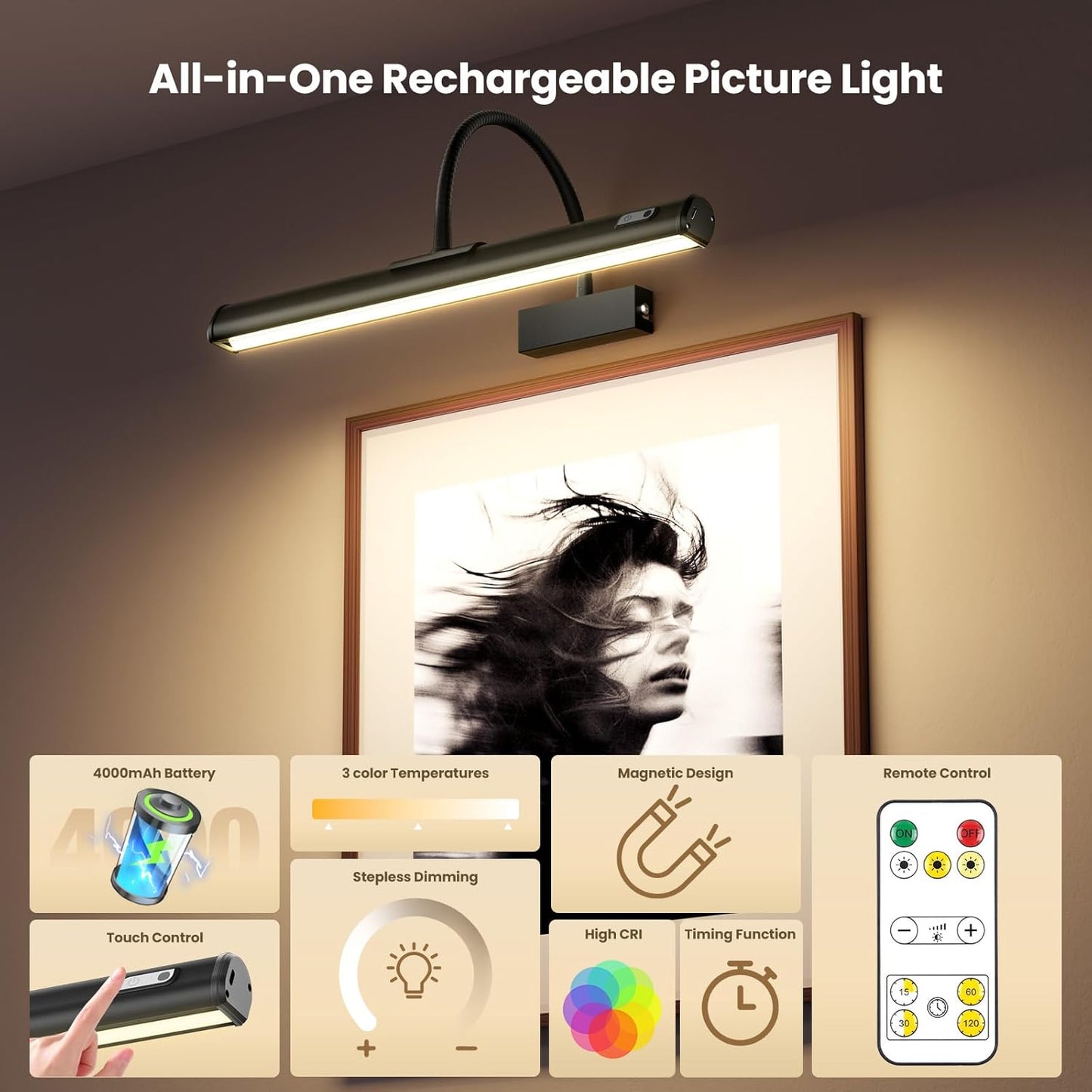 iMaihom Rechargeable Picture Light for Wall