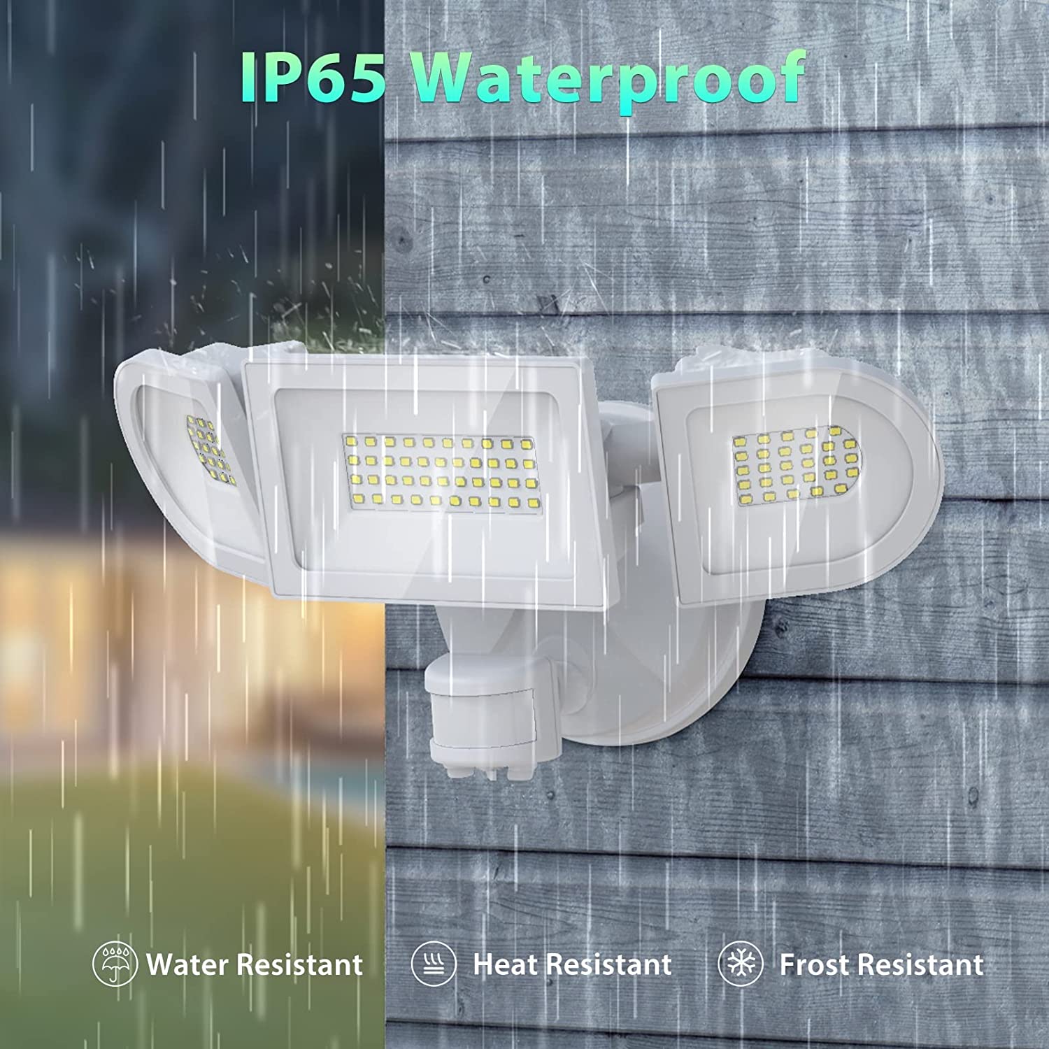 iMaihom Pack 50W Motion Sensor Light Outdoor, 4600LM LED Security Light, 6500K Flood Lights Outdoor Motion Sensor, IP65 Waterproof Head Adjustable - 5